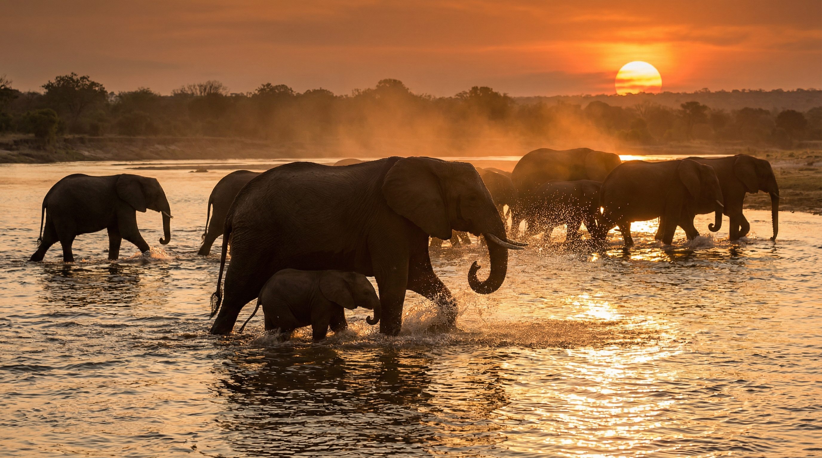 捷克街头视频：非洲象群迁徙视频